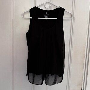 Black Sleeveless Top with Sheer Overlay by New York & Company